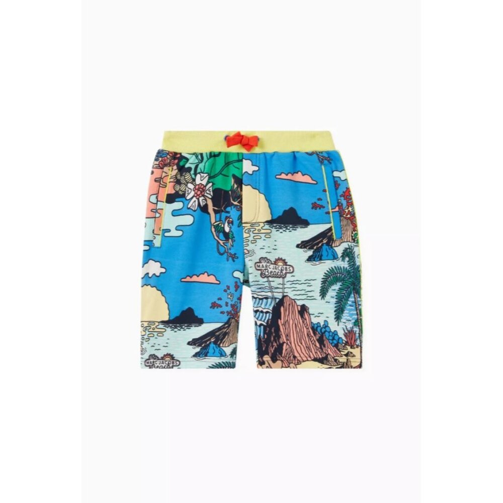 Marc Jacobs Kids Boys Hawaiian Print Cotton Shorts Drawstring Multicolor Size 10